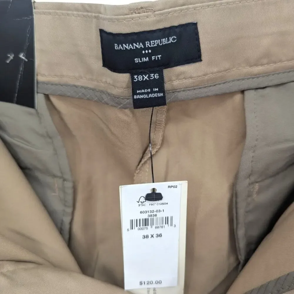 Banana Republic Men’s Core Temp Slim Chino Pants 38x36 Khaki NWT